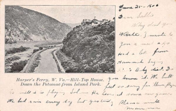 Harpers Ferry West Virginia Hill Top House Scenic View Vintage Postcard AA101107