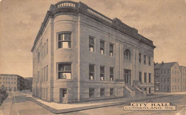 Cumberland Maryland City Hall Street Scene Vintage Postcard AA101225
