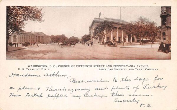 Washington DC US Treasury Dept 15th St and Penn Ave Vintage Postcard AA101249