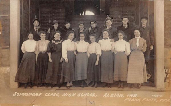 Albion Indiana High School Sophomore Class Real Photo Postcard AA101252