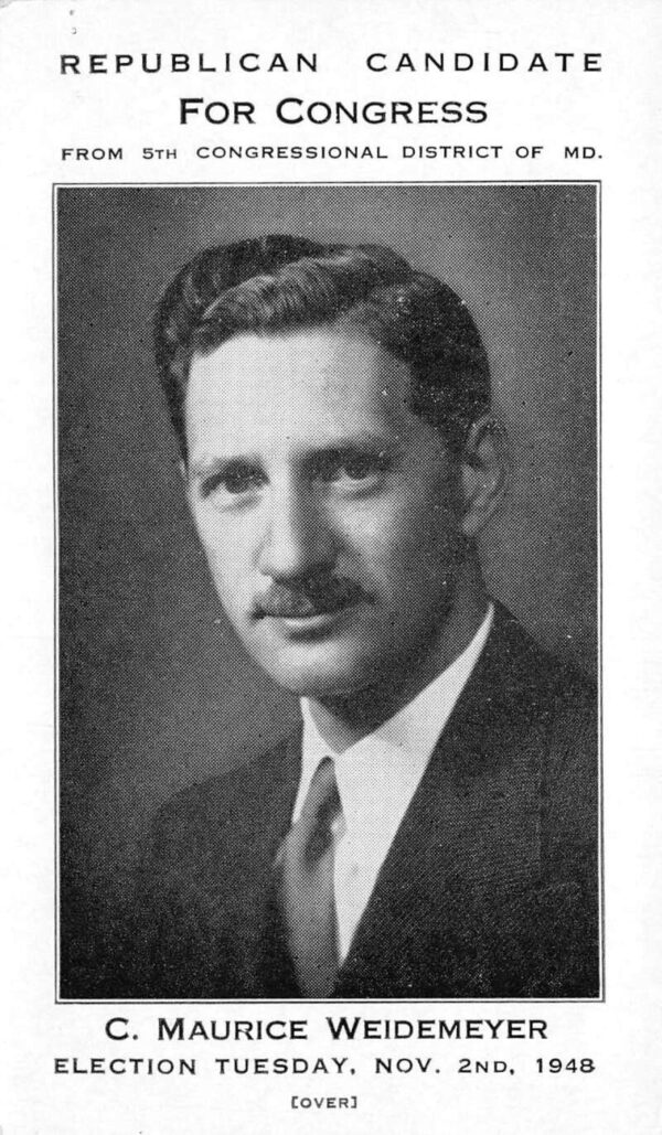 Maryland C Maurice Weidemeyer Republican for Congress Political PC AA101255