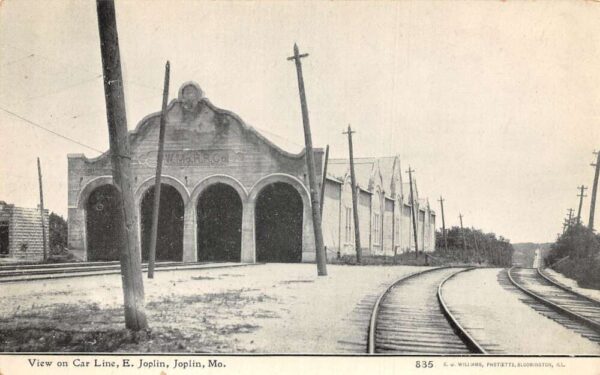 Joplin Missouri View on Car Line Train Shops Railroad Vintage Postcard AA101257