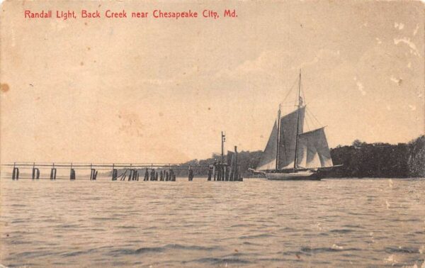 Chesapeake City Maryland Randall Light Back Creek Sailboat Postcard AA101262