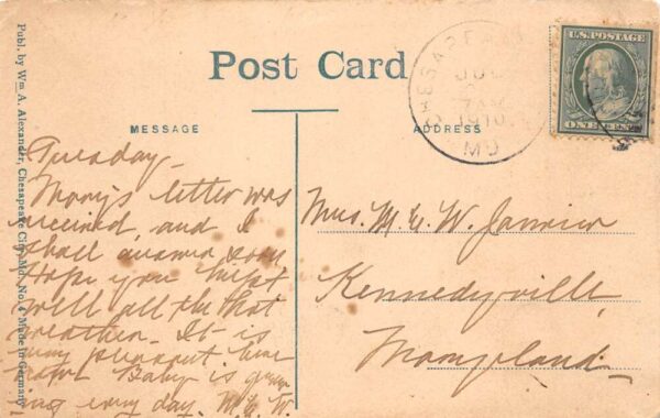 Chesapeake City Maryland Randall Light Back Creek Sailboat Postcard AA101262 - Image 2