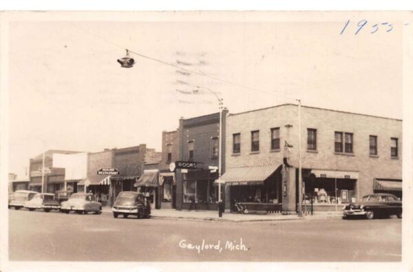 Gaylord Michigan Business District Street Scene Real Photo Postcard AA101265