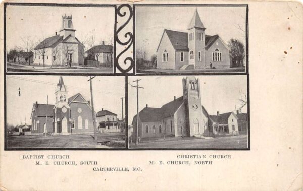 Carterville Missouri Churches Vintage Postcard AA101270