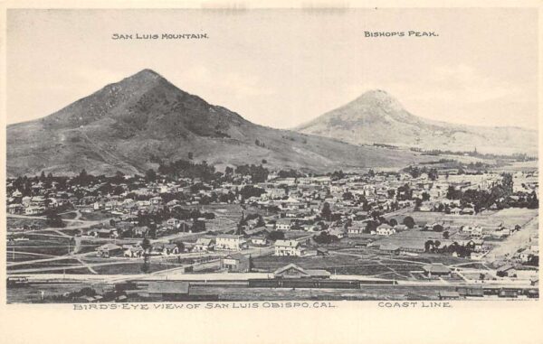 San Luis Obispo California Birds Eye View Bishops Peak Vintage Postcard AA101284
