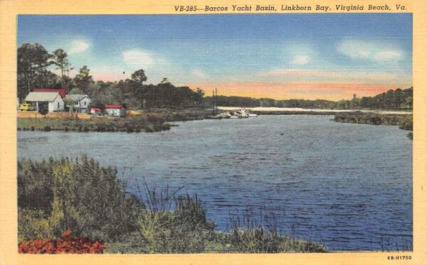 Virginia Beach Virginia Barcos Yacht Basin Linkhorn Bay Postcard AA101430