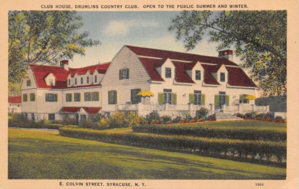 Syracuse New York Drumlins Country Club with Map Vintage Postcard AA101431