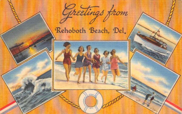 Rehoboth Beach Delaware Greetings Multiview Vintage Postcard AA101440