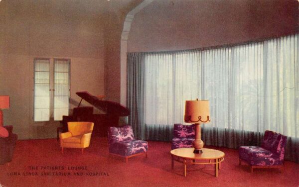 Loma Linda California Sanitarium and Hospital Patients Lounge Postcard AA101442