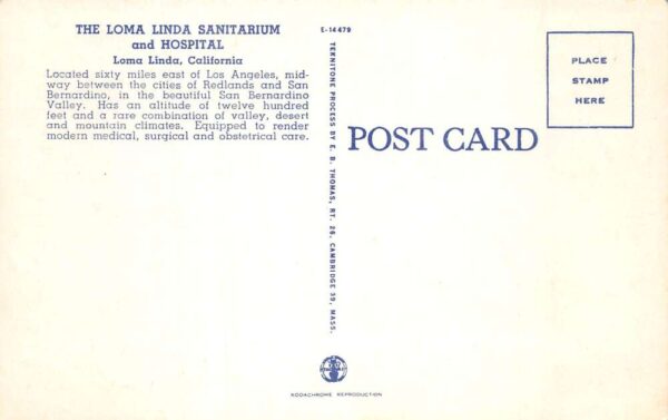 Loma Linda California Sanitarium and Hospital Entrance Vintage Postcard AA101443 - Image 2