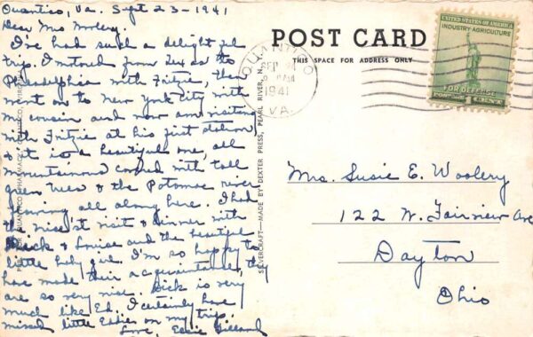 Quantico Virginia Marine Barracks Officers Apt House Vintage Postcard AA101444 - Image 2