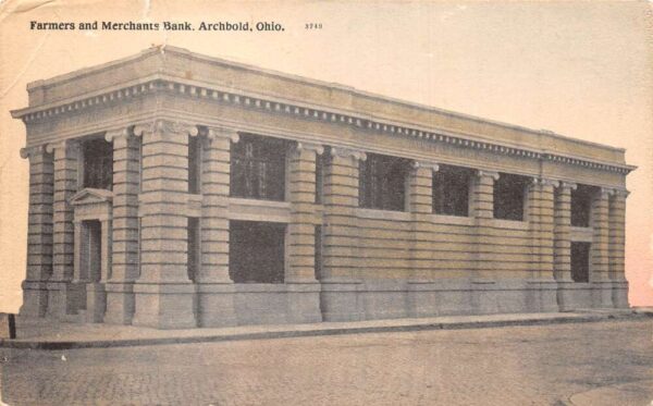 Archbold Ohio Farmers and Merchants Bank Vintage Postcard AA101448