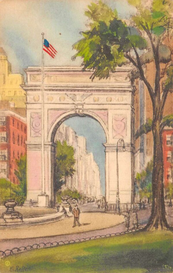 New York City Washington Square Park Arch Vintage Postcard AA101461