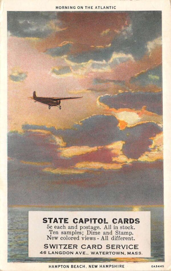 Hampton Beach New Hampshire Airplane on the Atlantic Switzer Card PC AA101467