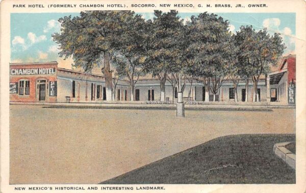 Socorro New Mexico Park Hotel Cambon Hotel Vintage Postcard AA101472