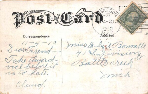 1908 Leap Year Greetings Swastika Border Vintage Postcard AA101479 - Image 2