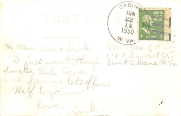 Smoke Hole Carvens West Virginia Ribbon Cascades Real Photo Postcard AA101482 - Image 2