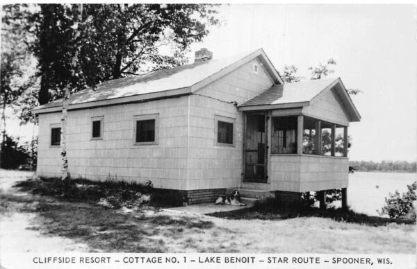 Spooner Wisconsin Lake Benoit Cliffside Resort Real Photo Postcard AA101489
