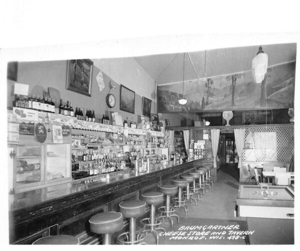 Monroe Wisconsin Baumgartner Cheese Store Tavern Real Photo Postcard AA101493