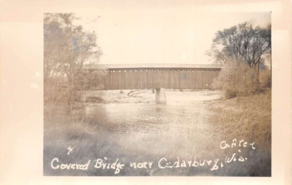 Cedarburg Wisconsin Covered Bridge Real Photo Vintage Postcard AA101498