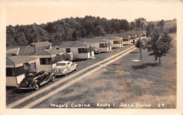 Saco Maine Mayo's Cabins, Real Photo, Vintage Postcard U23163