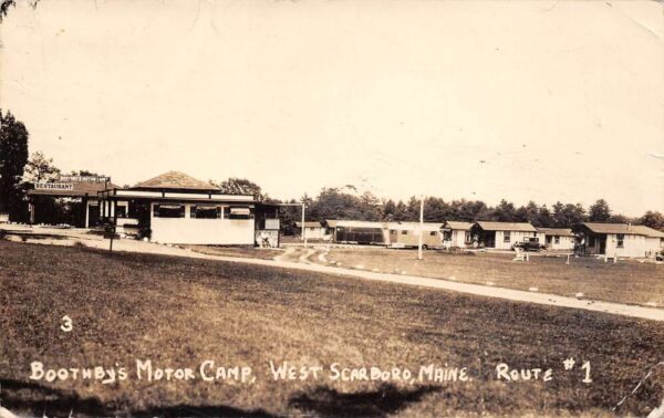 West Scarboro Maine Boothby's Motor Camp, Real Photo, Vintage Postcard U23165