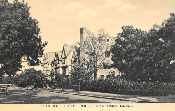 Lake Forest Illinois The Deerpath Inn, B/W Lithograph, Vintage Postcard U23187