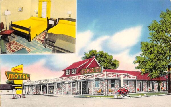 New Castle Delaware Del-Mar Motor Court, Photochrome, Vintage Postcard U23233