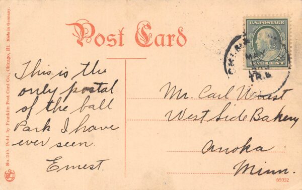 Chicago Illinois Baseball Game, West Side Ball Grounds, Vintage Postcard U23255 - Image 2