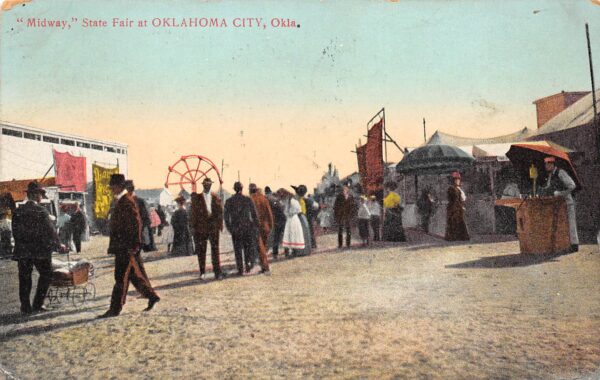 Oklahoma City Oklahoma Midway, State Fair, Ferris Wheel, Vintage Postcard U23269