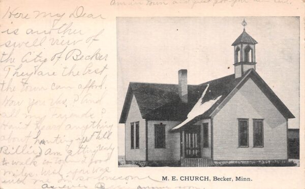 Becker Minnesota Methodist Episcopal Church, Undivided Back, Vintage PC U23289