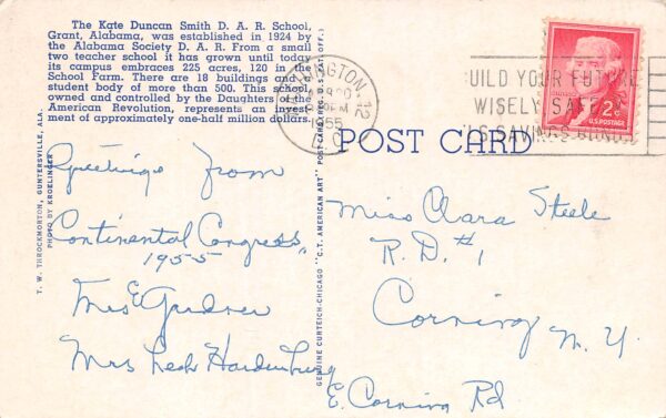 Guntersville Alabama Kate Duncan Smith D.A.R. School, Vintage Postcard U23340 - Image 2