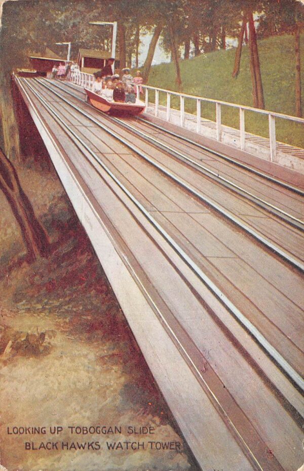 Rock Island Illinois Toboggan Slide, Black Hawks Watch Tower, PC U23386