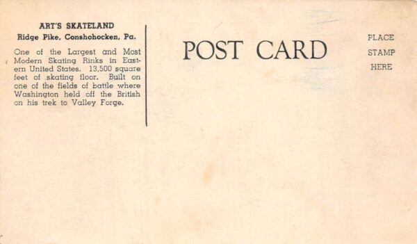 Conshohocken Pennsylvania Ridge Pike Art's Skateland Roller Rink PC AA101742 - Image 2