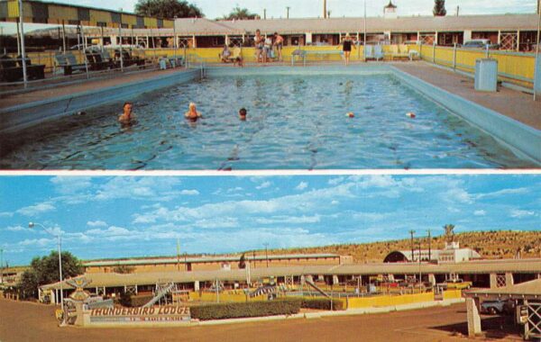 Gallup New Mexico Thunderbird Lodge Swimming Pool Route 66 Postcard AA101776