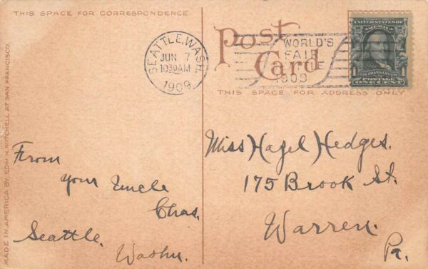 Seattle Washington Alaska Yukon Pacific Expo Ladies Vintage Postcard AA101782 - Image 2
