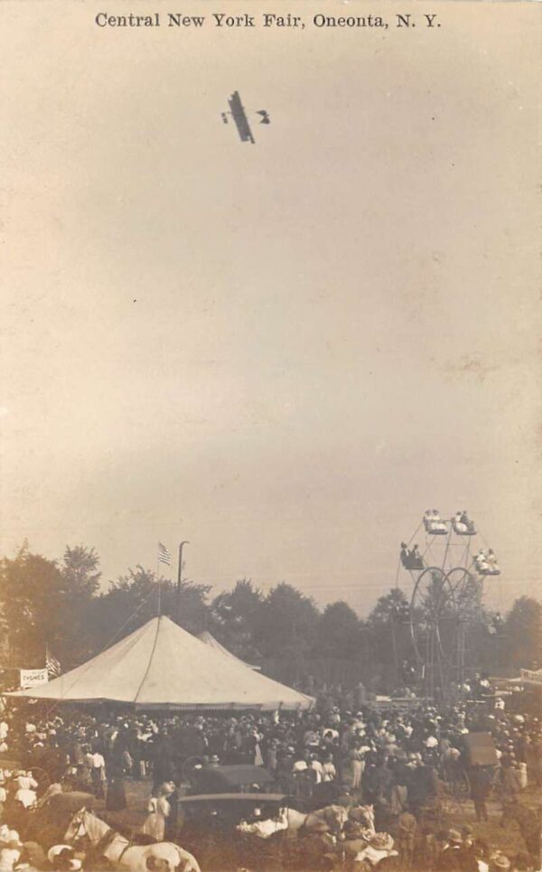Oneonta New York Central NY Fair Ferris Wheel Airplane Real Photo PC AA101790