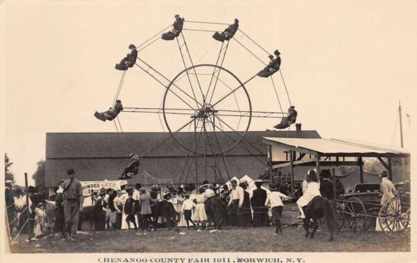 Norwich New York Chenango Co Fair 1911 Ferris Wheel Real Photo Postcard AA101794