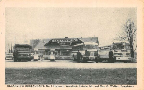 Wainfleet Ontario Canada Clearview Restaurant Coke Sign Bus Stop PC AA101813