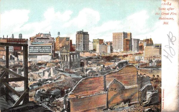 Baltimore Maryland After Great Fire Disaster Birds Eye View Postcard AA101815