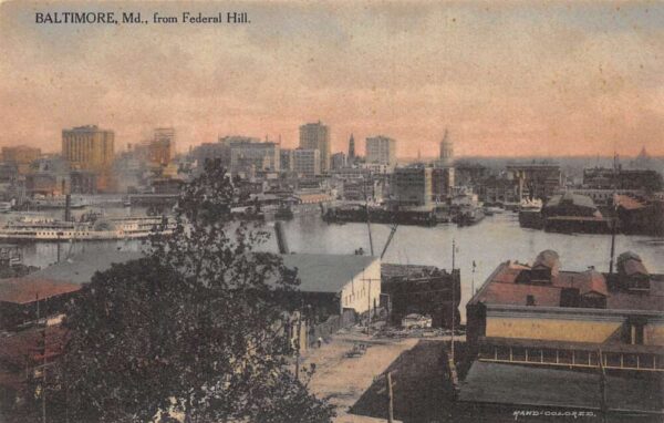 Baltimore Maryland View from Federal Hill Vintage Postcard AA101816