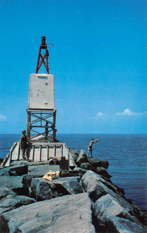 Mattituck Long Island New York Fishing at the Breakwater Postcard AA101835