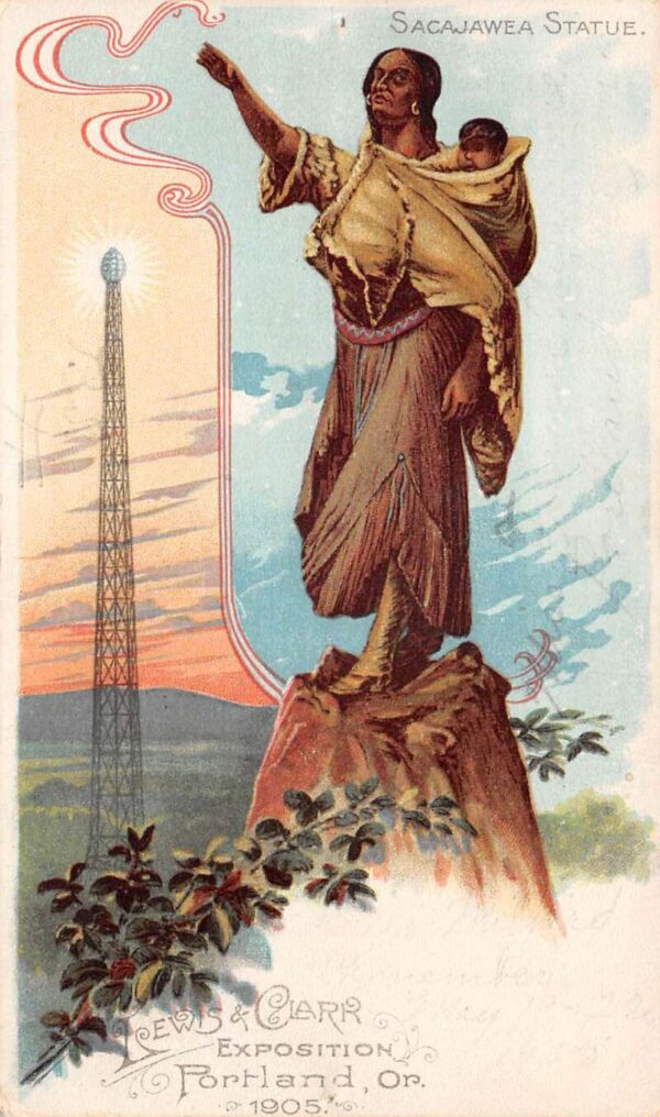 Portland Oregon Lewis and Clark Expo Sacajawea Statue Vintage Postcard AA101836