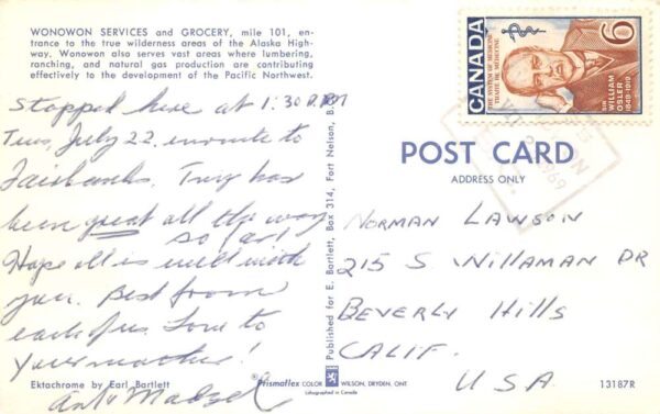Wonowon Canada Wonowon Service Station Chevron Alaska Highway Postcard AA101842 - Image 2