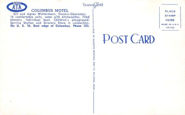 Columbus Ohio Columbus Motel Mobilgas Station Vintage Postcard AA101843 - Image 2