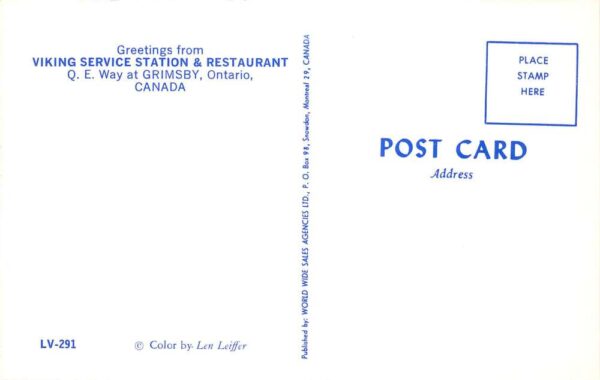 Grimsby Canada Viking Service Station and Restaurant Vintage Postcard AA101846 - Image 2