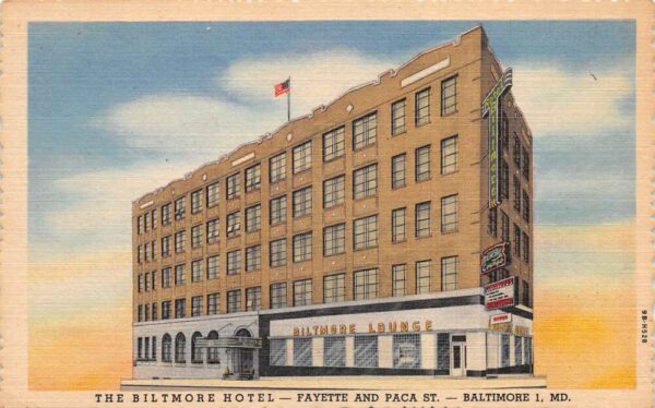 Baltimore Maryland Biltmore Hotel and Lounge Vintage Postcard AA101848