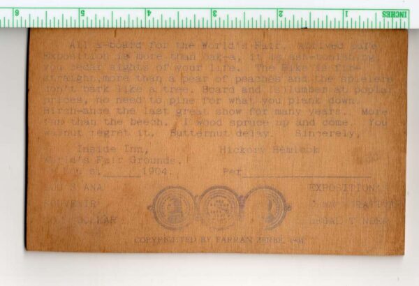St Louis Missouri Worlds Fair Expo Farran Zerbe Wood Novelty Postcard AA101856